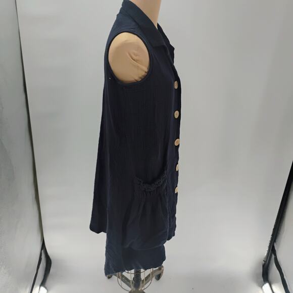 For Cynthia Linen Blend Dress Tunic Button Up Pockets Lagenlook Size Medium - Picture 10 of 12